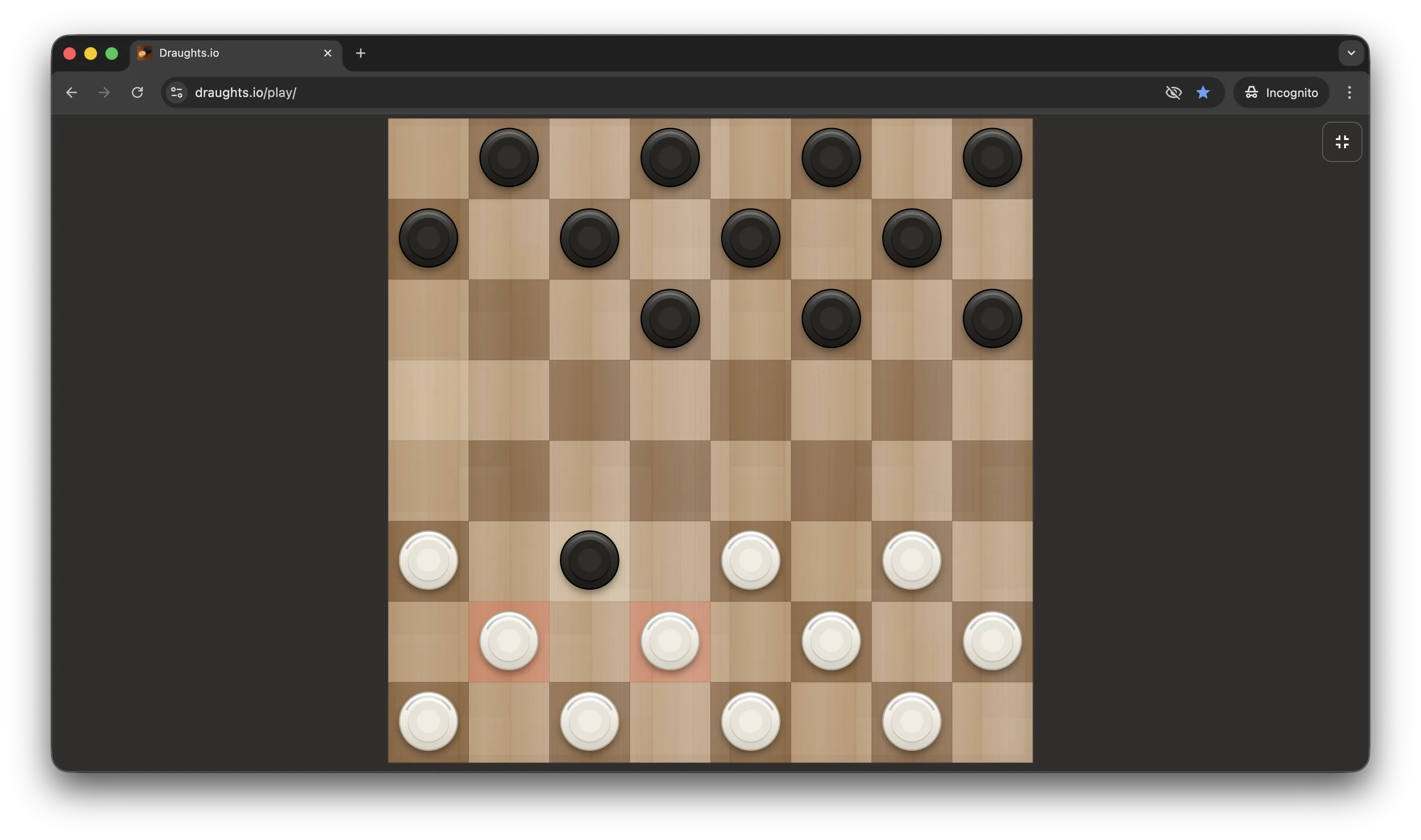 After capturing in the draughts.io game