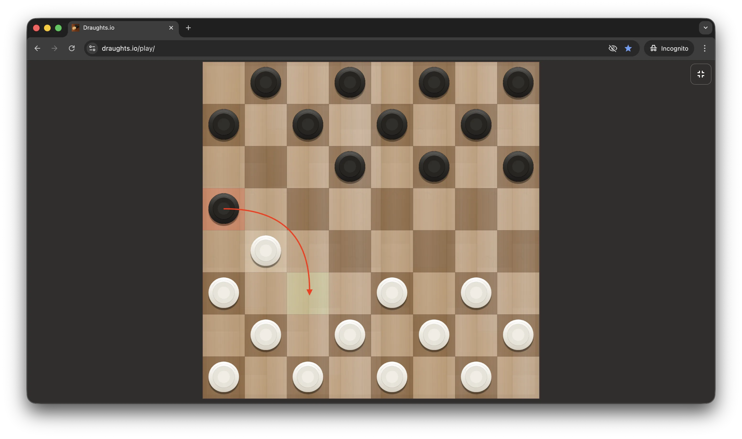 Capturing in the draughts.io game