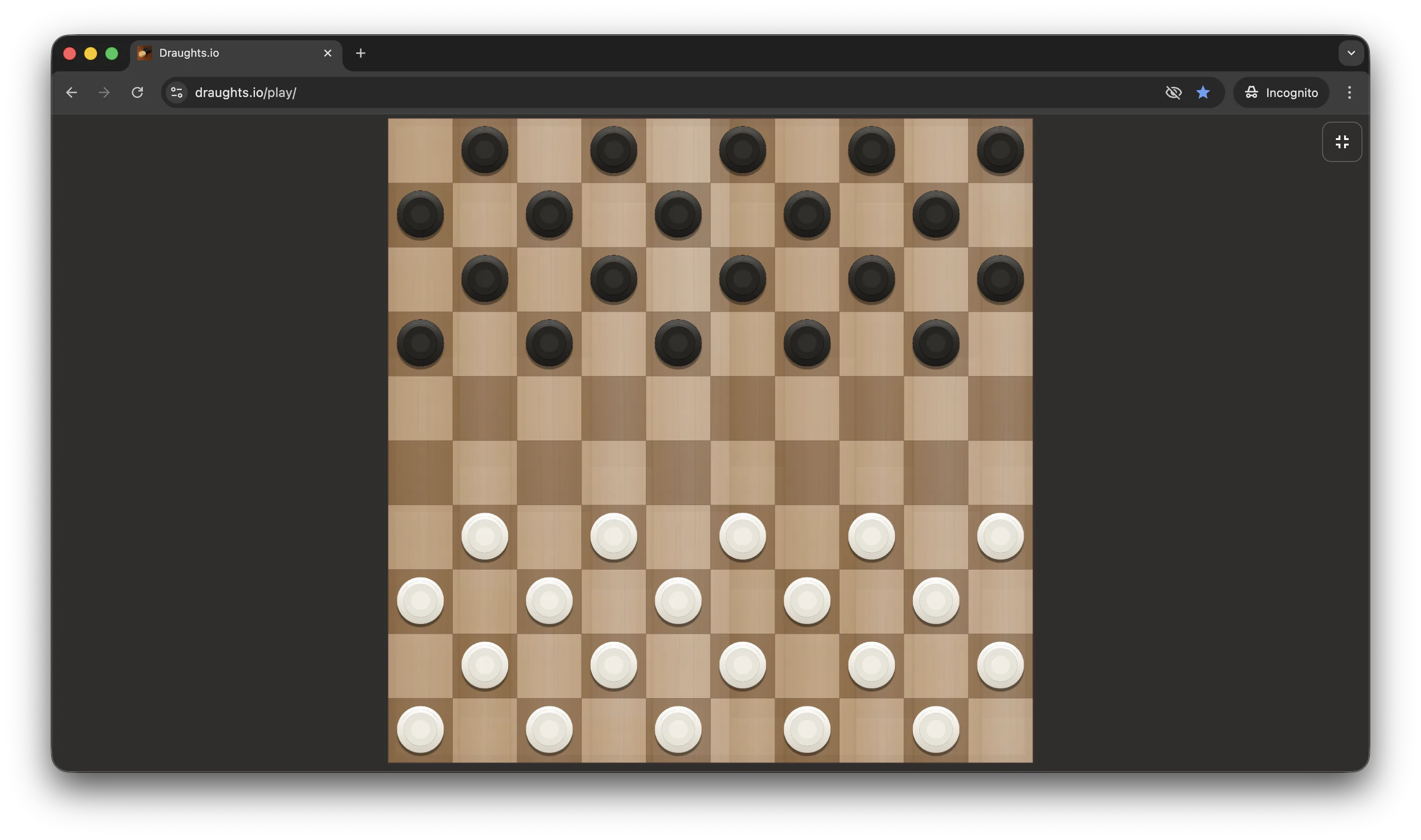 International draughts starting position in the draughts.io game