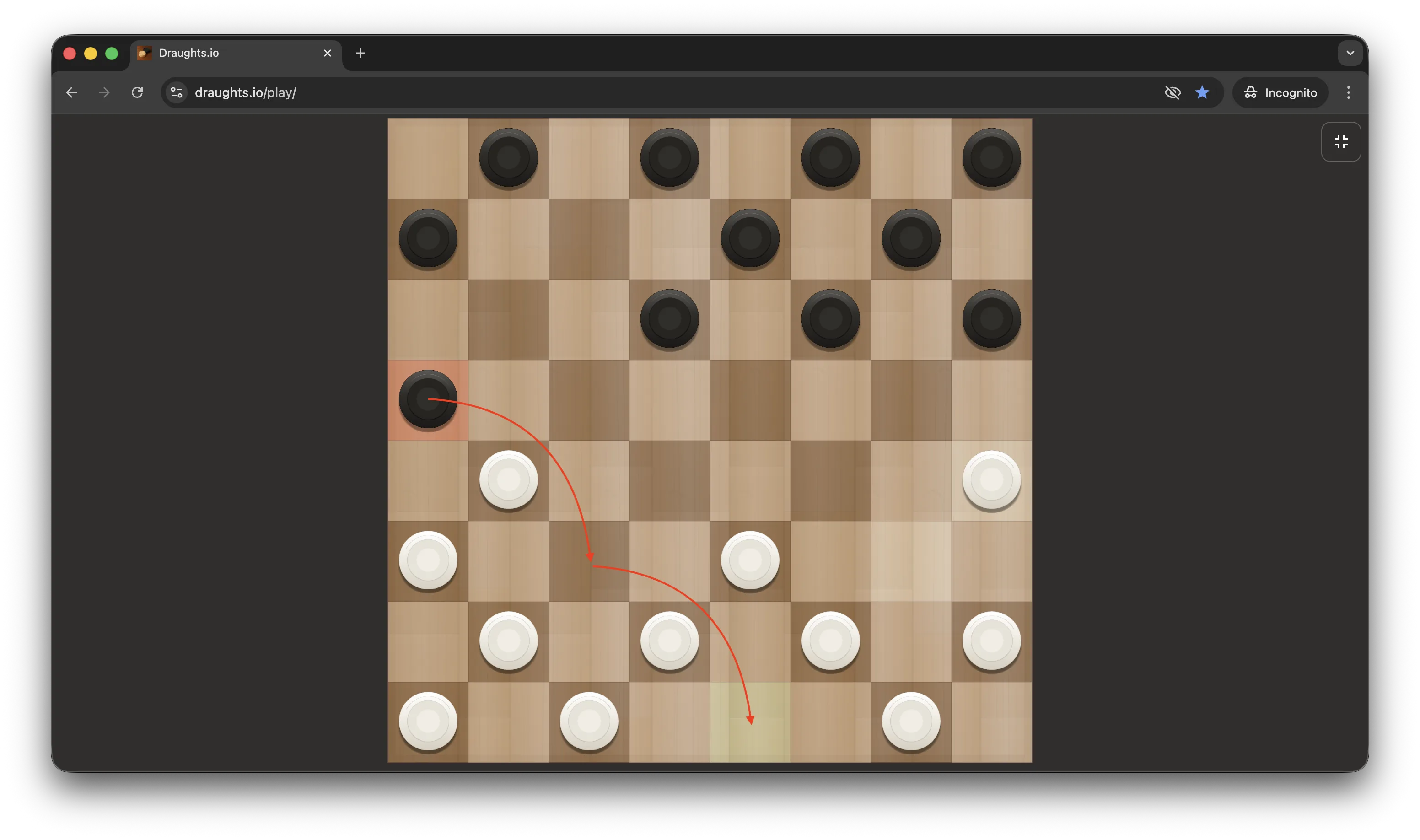 Multiple captures in the draughts.io game